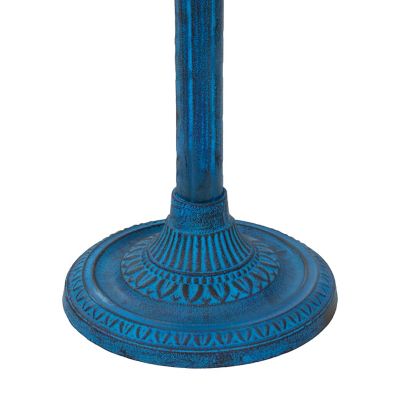 Image showing 9 th Sunnydaze Decor Art Deco Sunburst Metal Bird Bath Blue Patina 14 in.