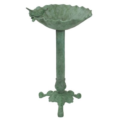 Sunnydaze Decor Autumnal Leaf Metal Bird Bath Green Patina 11.75 in.