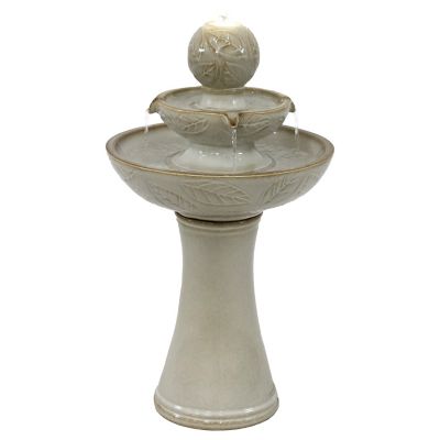 Sunnydaze Decor Gentle Glow 26.5 in. H 2-Tier Ceramic Fountain with LED Lights