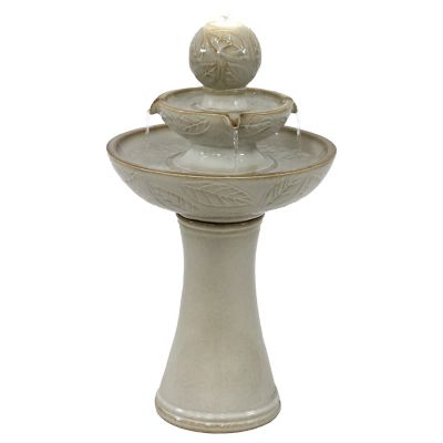 Sunnydaze Decor Gentle Glow 26.5 in. H 2-Tier Ceramic Fountain with LED Lights, SSS-5821