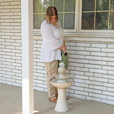 Image showing  Gentle Glow 26.5 in. H 2-Tier Ceramic Fountain with LED Lights