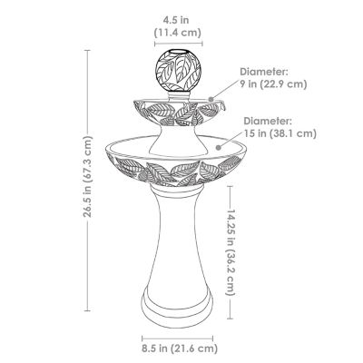 Image showing  Gentle Glow 26.5 in. H 2-Tier Ceramic Fountain with LED Lights