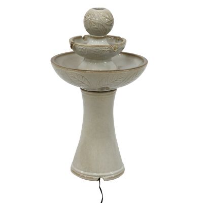 Image showing 9 th Sunnydaze Decor Gentle Glow 26.5 in. H 2-Tier Ceramic Fountain with LED Lights