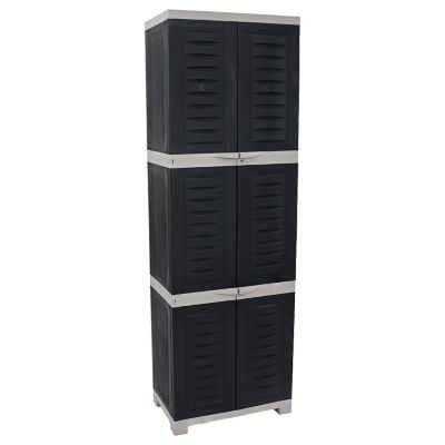 Sunnydaze Decor Lockable Storage Cabinet with 4 Adjustable Shelves Gray 72 in.