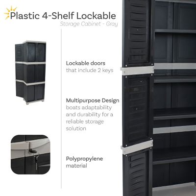 Image showing  Lockable Storage Cabinet with 4 Adjustable Shelves Gray, 72 in.