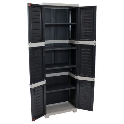 Image showing 5 th Sunnydaze Decor Lockable Storage Cabinet with 4 Adjustable Shelves Gray, 72 in.