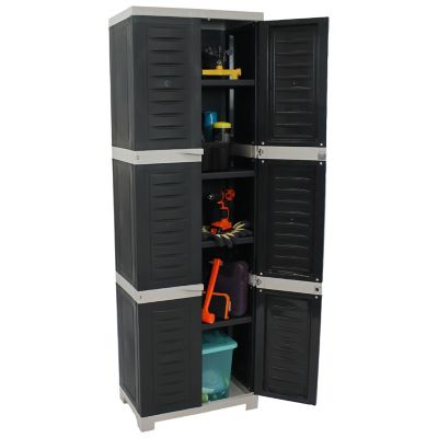 Image showing 6 th Sunnydaze Decor Lockable Storage Cabinet with 4 Adjustable Shelves Gray, 72 in.