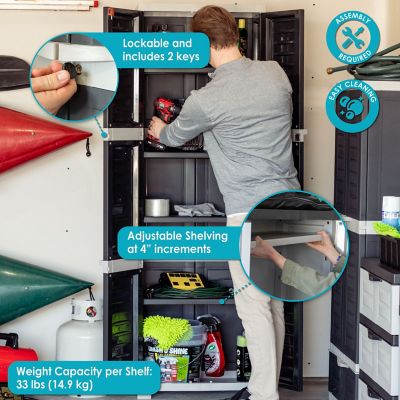 Image showing 7 th Sunnydaze Decor Lockable Storage Cabinet with 4 Adjustable Shelves Gray, 72 in.