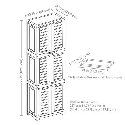 Image showing 8 th Sunnydaze Decor Lockable Storage Cabinet with 4 Adjustable Shelves Gray, 72 in.