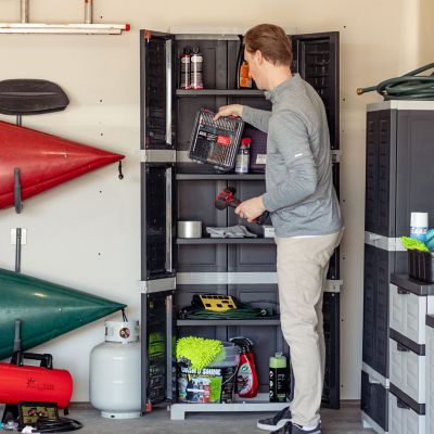 Image showing 9 th Sunnydaze Decor Lockable Storage Cabinet with 4 Adjustable Shelves Gray, 72 in.