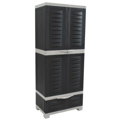 Image showing  Lockable Storage Cabinet with 3 Adjustable Shelves Gray