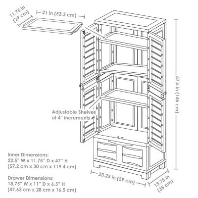 Image showing  Lockable Storage Cabinet with 3 Adjustable Shelves Gray