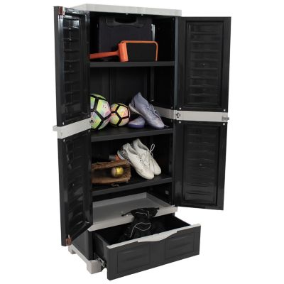 Image showing  Lockable Storage Cabinet with 3 Adjustable Shelves Gray