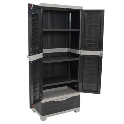 Image showing  Lockable Storage Cabinet with 3 Adjustable Shelves Gray
