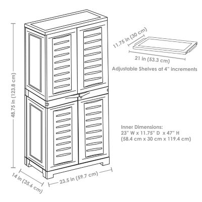 Image showing  Lockable Storage Cabinet with 3 Adjustable Shelves Gray, 48 in.