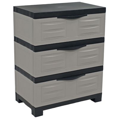 Image showing  Heavy-Duty Plastic 3-Drawer Storage Cabinet Gray