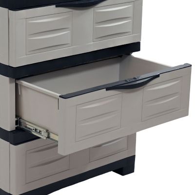Image showing  Heavy-Duty Plastic 3-Drawer Storage Cabinet Gray
