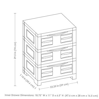 Image showing 5 th Sunnydaze Decor Heavy-Duty Plastic 3-Drawer Storage Cabinet Gray