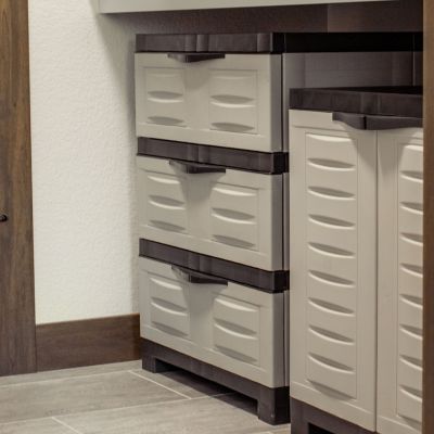 Image showing 7 th Sunnydaze Decor Heavy-Duty Plastic 3-Drawer Storage Cabinet Gray