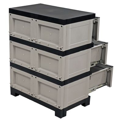 Image showing 8 th Sunnydaze Decor Heavy-Duty Plastic 3-Drawer Storage Cabinet Gray