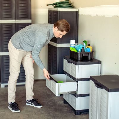 Image showing 9 th Sunnydaze Decor Heavy-Duty Plastic 3-Drawer Storage Cabinet Gray