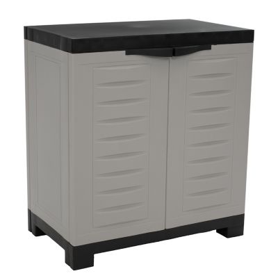 Sunnydaze Decor Heavy-Duty Plastic Storage Cabinet with Adjustable Shelf Gray