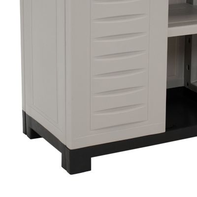 Image showing  Heavy-Duty Plastic Storage Cabinet with Adjustable Shelf Gray