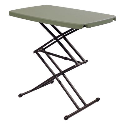 Sunnydaze Decor Rectangular Plastic Top Adjustable Leg Patio Table - Gray