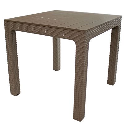 Sunnydaze Decor Square Polypropylene Outdoor Dining Table - Champagne - 29.5 in.