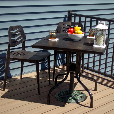 Image showing  Square Plastic Top Outdoor Dining Table with Iron Legs - Black