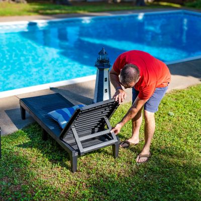 Image showing 8 th Sunnydaze Decor 5-Position Adjustable Sun Lounger, Black