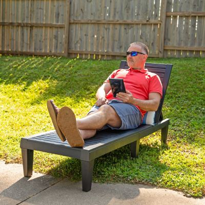 Image showing 9 th Sunnydaze Decor 5-Position Adjustable Sun Lounger, Black