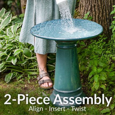 Image showing  Rennes Turquoise Ceramic Bird Bath 22.5 in. H