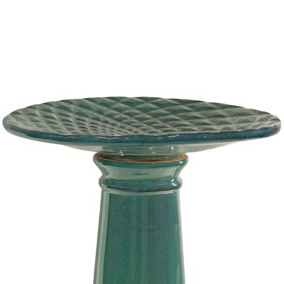 Image showing  Rennes Turquoise Ceramic Bird Bath 22.5 in. H