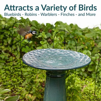 Image showing 6 th Sunnydaze Decor Rennes Turquoise Ceramic Bird Bath 22.5 in. H