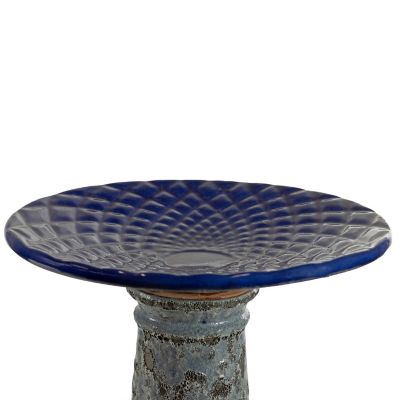 Image showing 7 th Sunnydaze Decor Rennes 22.5 in. Ceramic Bird Bath with Lava Finish Blue
