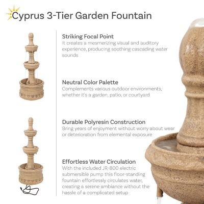 Image showing  Cyprus 3-Tier Polyresin Outdoor Fountain, WNC-131