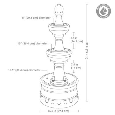 Image showing  Cyprus 3-Tier Polyresin Outdoor Fountain, WNC-131