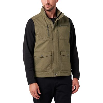 Lucky Brand Workwear Zip Canvas Vest with Plaid Flannel Lining