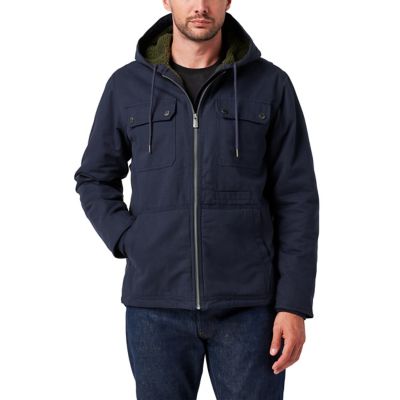 Lucky Brand Workwear Zip Hooded Canvas Chore Coat with Sherpa Lining