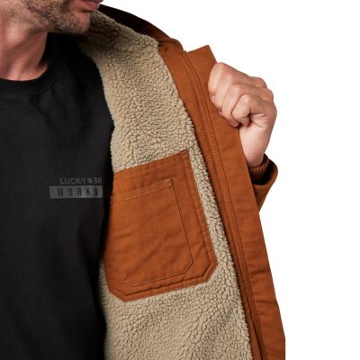 Image showing  Zip Hooded Canvas Chore Coat with Sherpa Lining