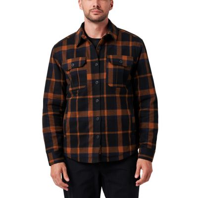 Image showing  Men's Yarn Dyed Flannel Insulated Shirt Jacket with Sherpa Lining