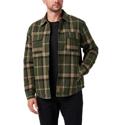 Image showing  Men's Yarn Dyed Flannel Insulated Shirt Jacket with Sherpa Lining
