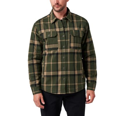 Image showing  Men's Yarn Dyed Flannel Insulated Shirt Jacket with Sherpa Lining