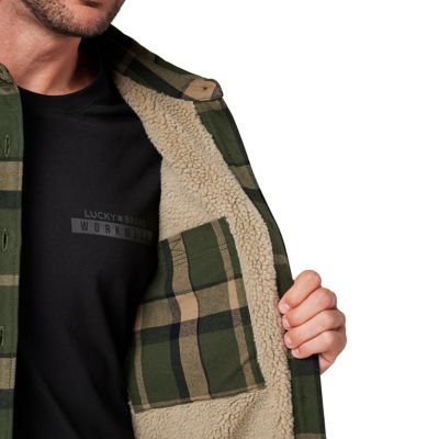 Image showing 2 th Lucky Brand Workwear Men's Yarn Dyed Flannel Insulated Shirt Jacket with Sherpa Lining