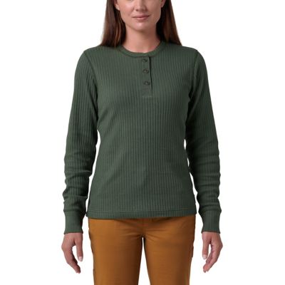 Lucky Brand Workwear Women's UPF 50 Ribbed Henley Long-Sleeve T-Shirt