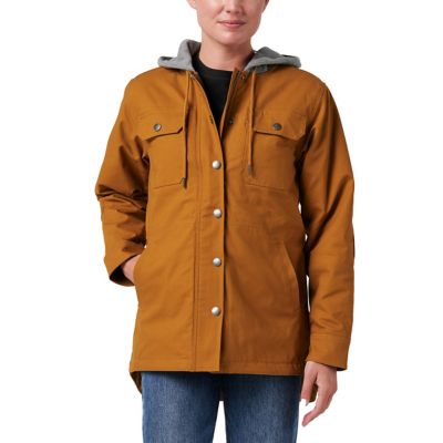 Lucky Brand Workwear Shirt Jacket with Fleece Hood and Quilted Lining