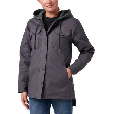Lucky Brand Workwear Shirt Jacket with Fleece Hood and Quilted Lining
