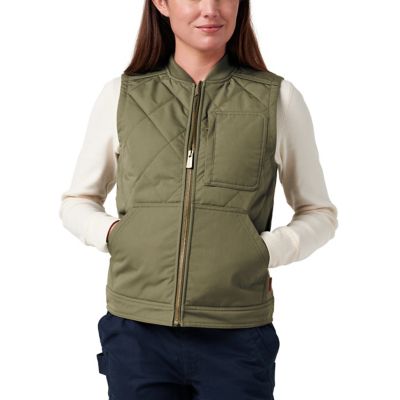 Lucky Brand Workwear Tactical Canvas Quilted Vest with Plaid Flannel Lining