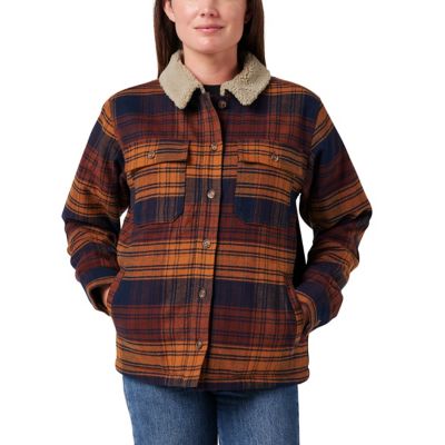 Lucky Brand Workwear Yarn Dyed Twill Plaid Jacket with Sherpa Collar and Lining